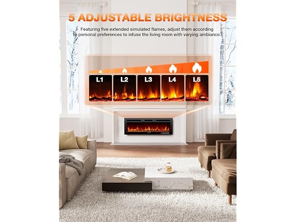 VISVEIL Electric Fireplace 50Inch,Realistic Flame
