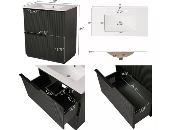 Christopher Knight Home Quillen Modern 30" Vanity