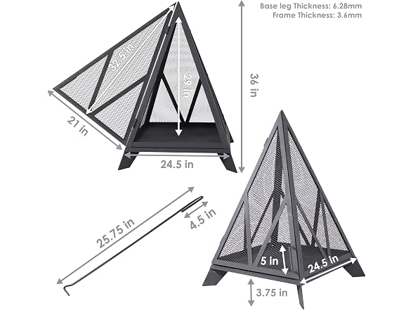 Sunnydaze Decor Pyramid Fire Pit Black - Gallery 6