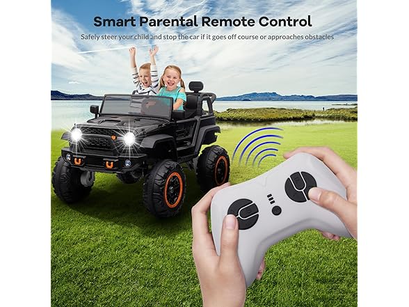 Hipicute 24V 2 Seater Kids Ride On Car, 4 Wheeler Truck Black