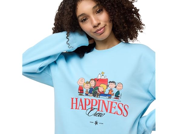 Samii Ryan Women Peanuts Happiness Crew Crewneck