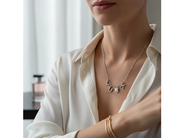 Diamond Luck Letter Pendant Necklace