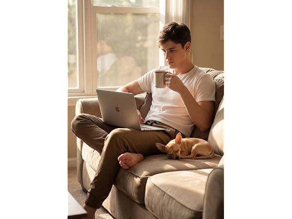 Italymorn Men (L) Stretch Chino Joggers Slim Pants