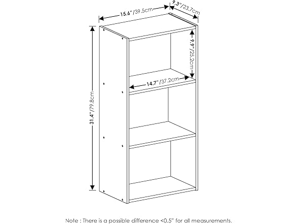 Furinno 3-Tier Bookcase French Oak