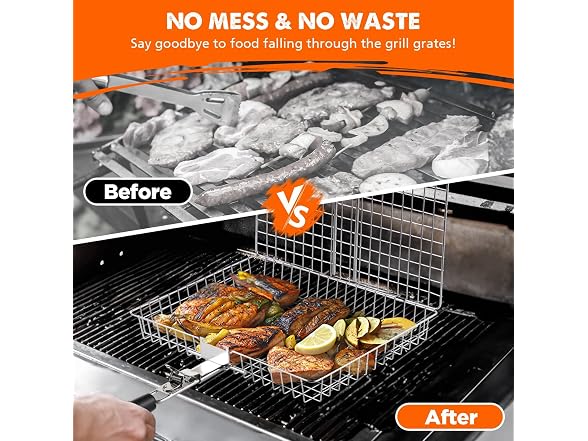 PitInnov Stainless Grill Baskets, 2-Pack