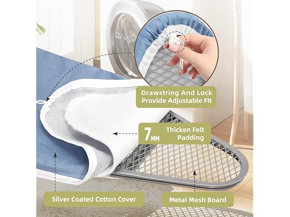 Ironing Board 48" x 18" with Iron Holder, Adjustable