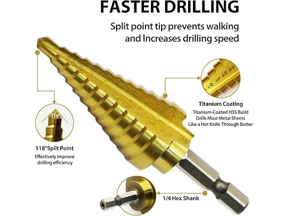 talaze TALAZE Step Drill Bits 3 PCS of High-Sp