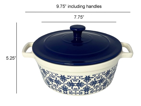 Le Regalo Stoneware Casserole with Lid