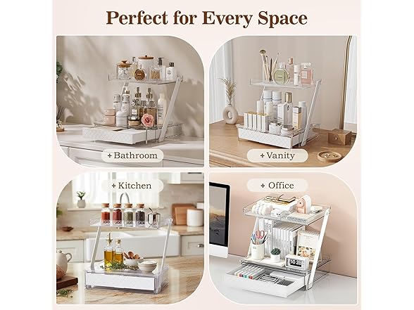 Pomohome 3-Tier Bathroom Countertop Makeup Organizer