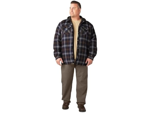 Dickies mens Fleece Hooded Duck Shirt Jacket With Hydroshiel (Open Box)