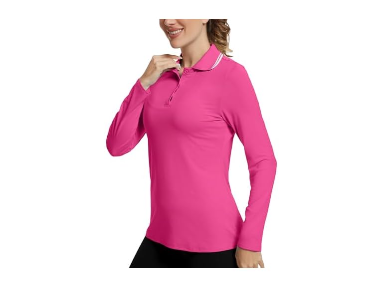 Ggov Women Golf Polo Long Sleeve Workout V Shirts - Gallery 19