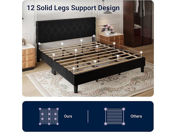 Avenco King Size Bed Frame, Upholstered Platform Bed Frame