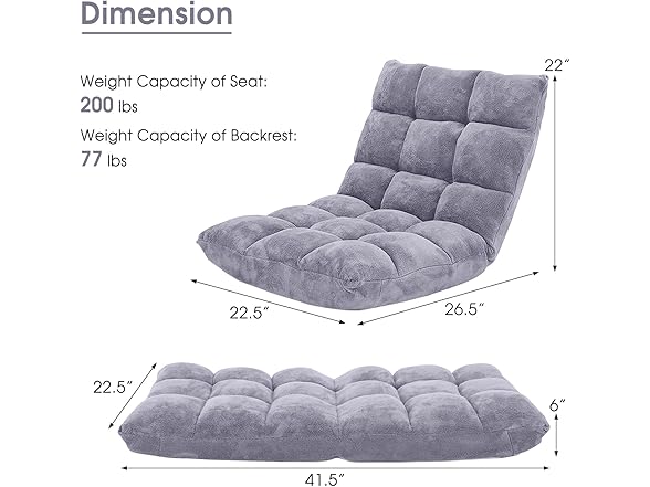 COSTWAY Floor Chair, Video Gaming Chairs with Back Support,  (Open Box)