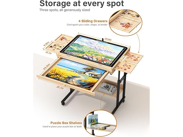 Wooden Puzzle table with Drawers