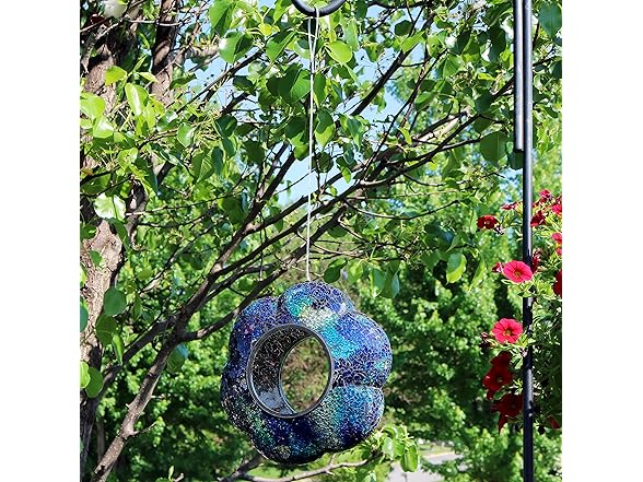 Sunnydaze 10-Inch Glass Mosaic Hanging Bird Feeder