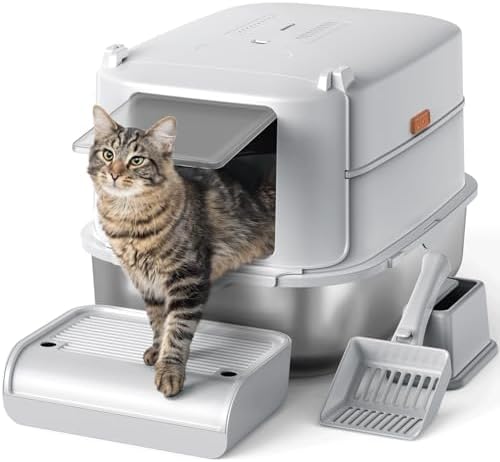 Enclosed Stainless Cat Litter Box