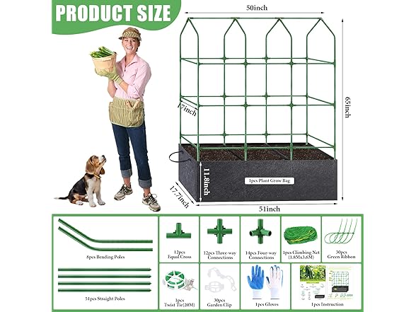 POILKMNI Climbing Plants Trellis for Raised Bed