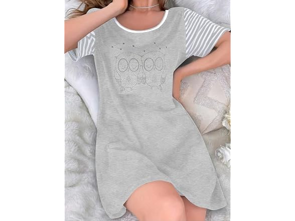 Ekouaer Women (M) Nightgowns Pocket Soft Dress