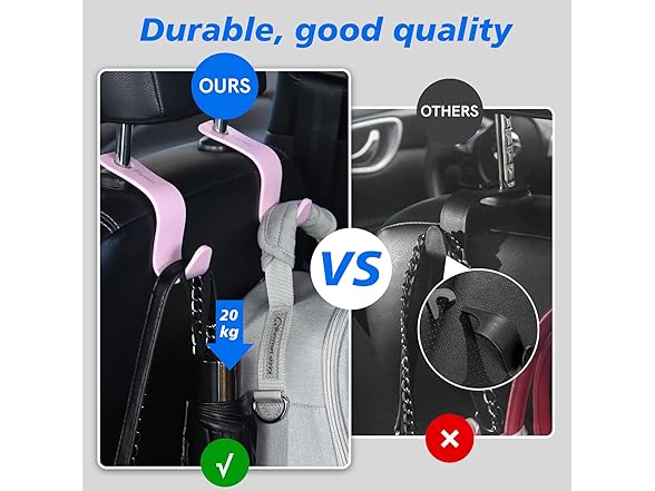 Car Seat Headrest Hook, 4 Pack, Pink
