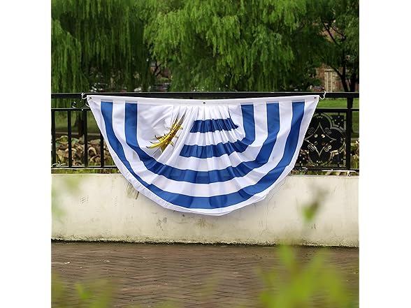 2pc Uruguay Fan Flag 3x6ft Pleated