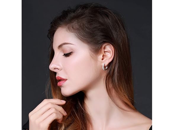 YOURDORA CZ Hoop Sterling Silver Earrings