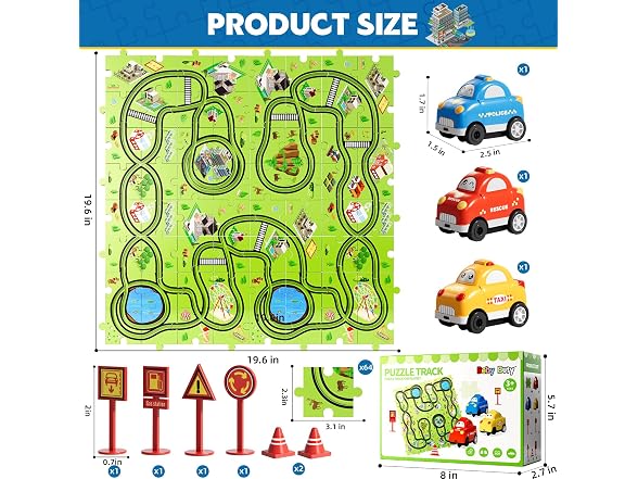 64-Piece Floor Puzzle Race Track 2-Pack