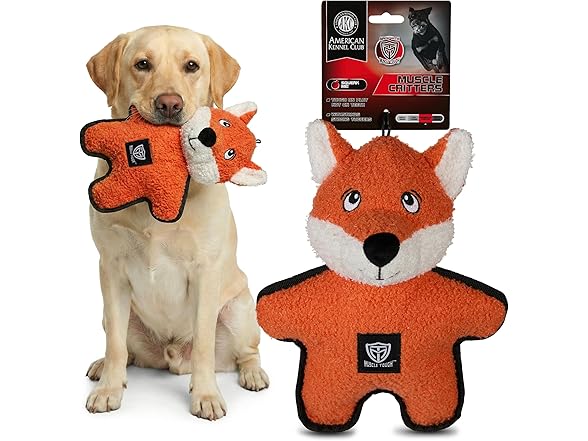American Kennel Club Plush Dog Toy with Squeaker- Fox