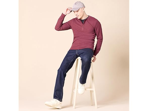 AE Mens LS Waffle Henley SlimFit