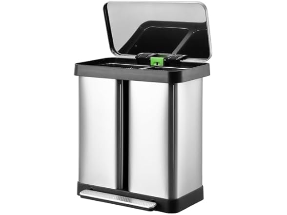 Takywep 19 Gal Dual Trash Can, 36L+36L Stainless Steel