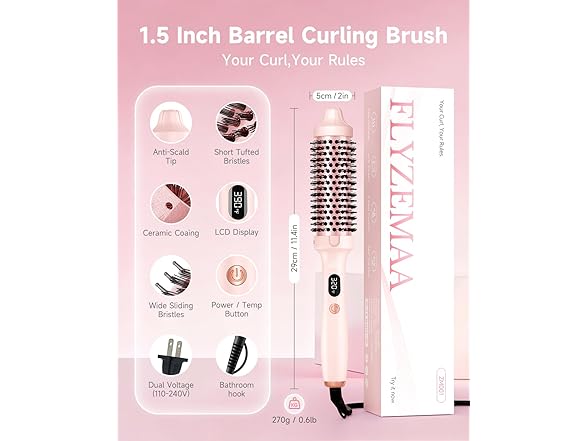 FLYZEMAA 1.5 Inch Heated Brush