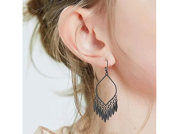 CHASELOVBlack Tassel Dangling Earrings