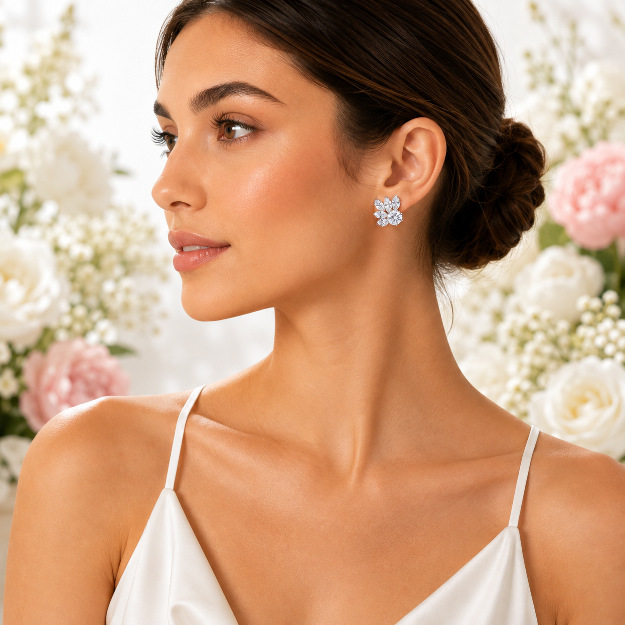 Silver Marquise Cluster Studs - Gallery 6