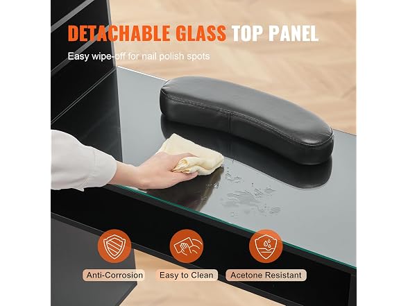 VEVOR Manicure Table, Glass Top Nail