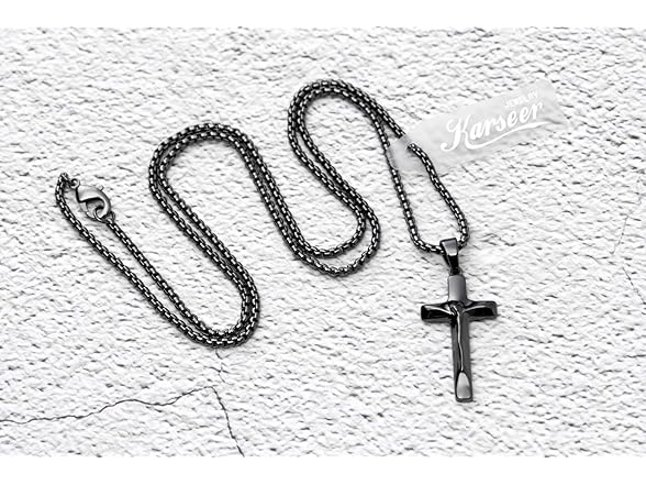 Karseer Black Cross Necklace