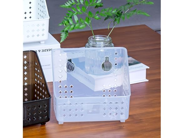 Cetomo Plastic Hanging Baskets with Hole Transparent, 4 Pack