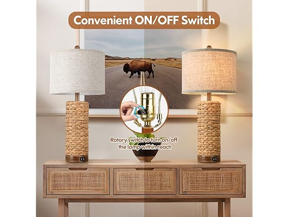 TOBUSA Seegrass Table Lamps Set of 2