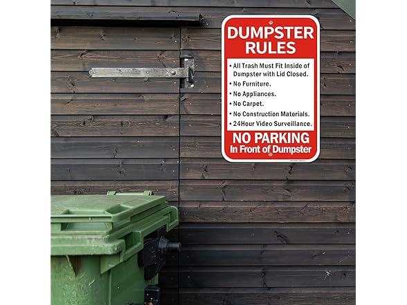 Dumpster Rules Sign 18x12 Reflective