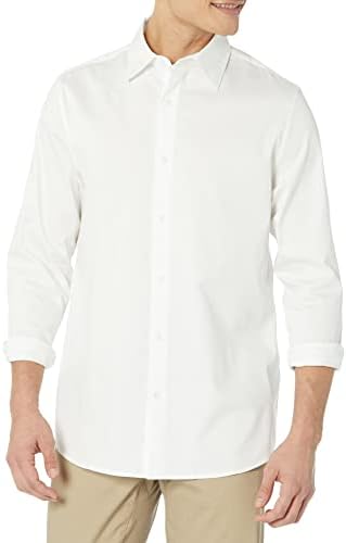 Amazon Essentials Dress Shirts, Button Down, Long Sleeve, Regular-Fit Stretch, White, 5X-Large Big