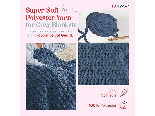 Chunky Chenille Yarn by Troyarn Dark Blue