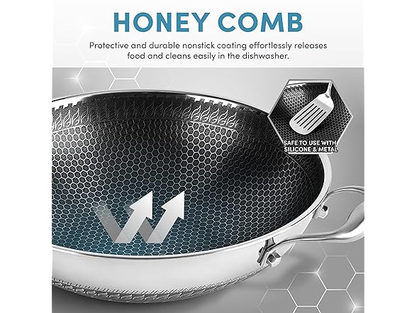 AROMA® Non-Stick Stainless Steel Wok Pan 