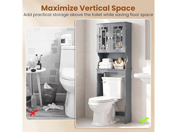 Tangkula Freestanding Over The Toilet Storage Cabi