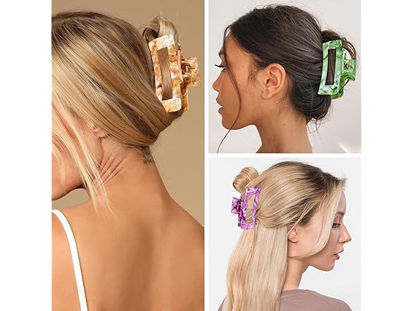 3Pcs Hair Claw Clips for Women, 4.1 Inch