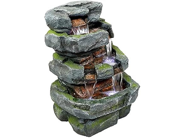 Sunnydaze 23-Inch Stone Waterfall Outdoor Tiered Fountain