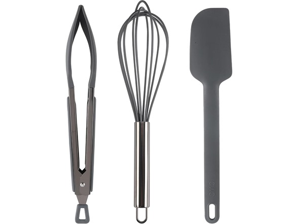 Stainless Steel Silicone Tipped Kitchen & BBQ Tongs Set, 3 Pc