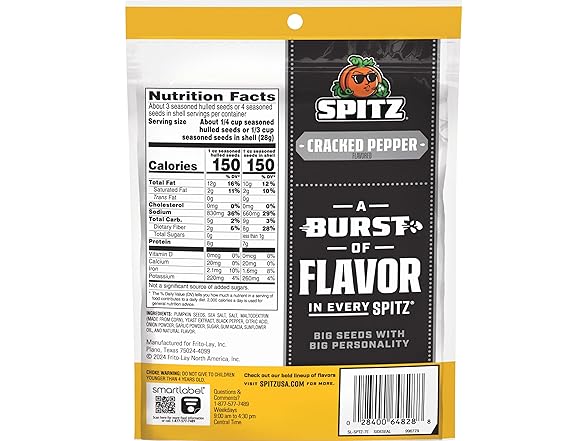 Spitz Pumpkin Seeds, Cracked Pepper, 4 Oz Snack Bag