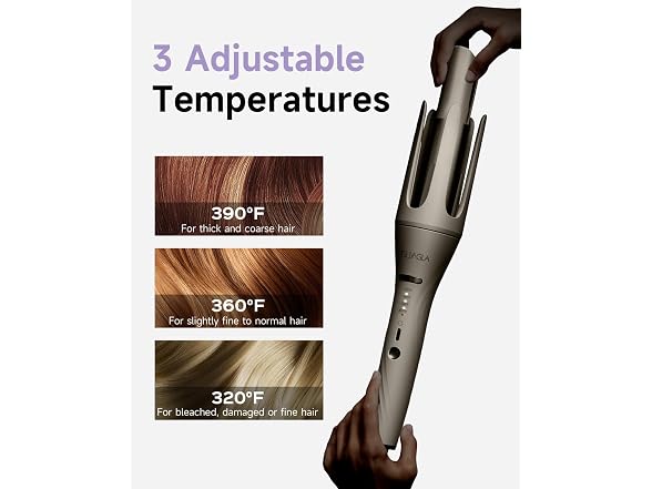 TSUYAGLA White 1"-1.25"-1.5" Barrels Automatic Curling Iron