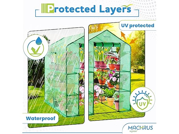 Ogrow Deluxe Walk-In Greenhouse 2 Tiers, 8 Shelves