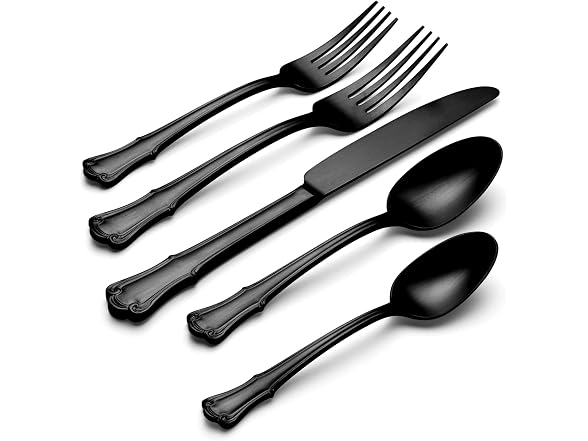 Oneida Flatware Set, Satin Black Finish, 20 Piece Set