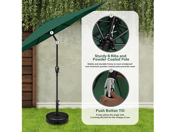 YSSOA 7.5' Patio Umbrella, Green