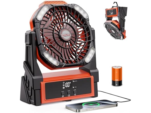 Portable Camping Fan, 20000mAh Rechargeable Battery